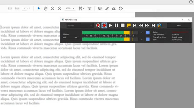 An interface showing remote Recording